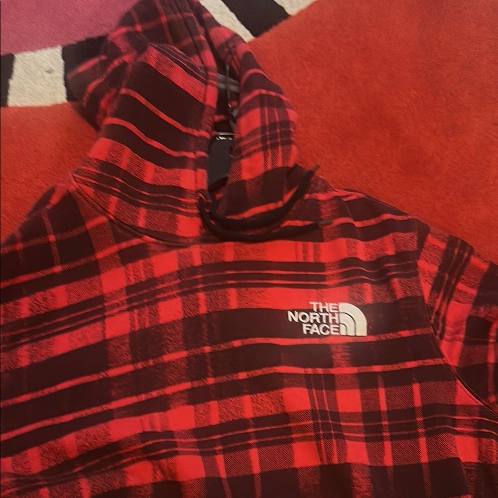 The North Face Red and Black Checkered Hoodie